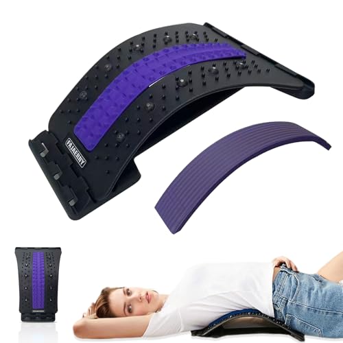 Back Stretcher, 3 Level Adjustable Lumbar Back Cracker Board, Back Pain Relief Device, Back Massage, 84 Massage Points and 10 Magnetic Points, Relief for Lumbar Area Pain, Scoliosis Aid, Spine, Herniated Disc, Lumbar Support Board, Extra NBR Pad & Silicon