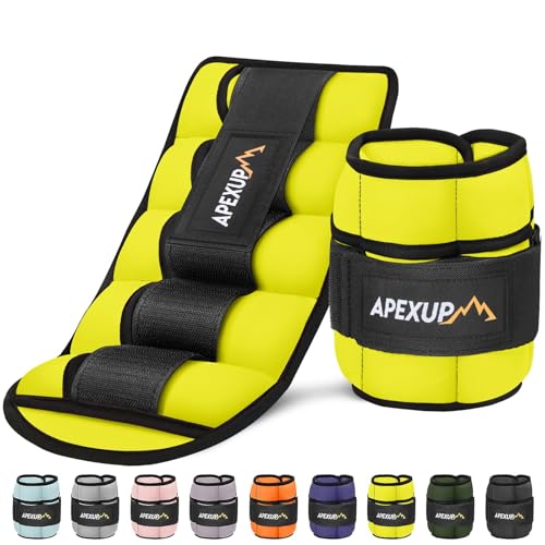 APEXUP Adjustable Ankle Weights for Women and Men, Modularized Leg Weight Straps for Yoga, Walking, Running, Aerobics, Gym, Physical Therapy - color: Yellow, size: 10 Lb Pair (5 Lb Each)