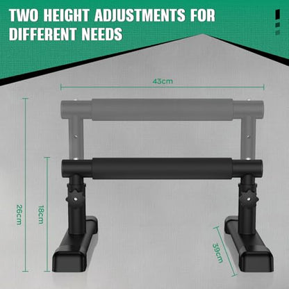 IMAYCC Push Up Bar, Adjustable 7.5" and 10.6" High Parallettes Bars & Dip Bar With Full-Cover Foam Grips, No Wobbling Calisthenics Equipment For Handstand, L-Sit, Gymnastics, Strength Training Home Gym - color: A