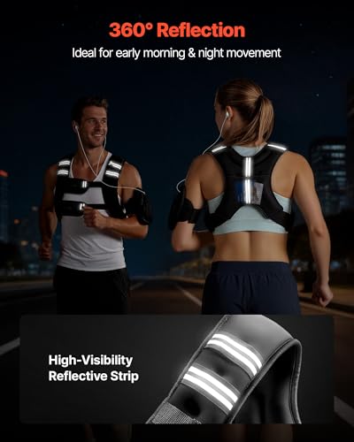 VEVOR Weighted Vest, 6lbs/8lbs/10lbs/25lbs Body Weight Vest for Men Women, with Reflective Stripe, Adjustable Buckle, Workout Equipment for Strength Training, Running, Jogging, Fitness, Muscle Building, Weight Loss