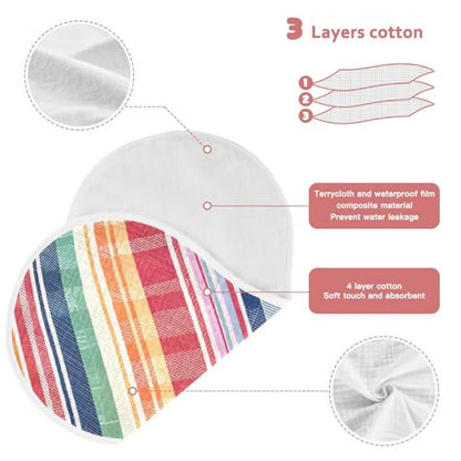 Colorful Stripes Muslin Burp Cloths 1 Pack - Extra Large 22"x11", 4-Layer Soft Absorbent Cotton, Waterproof Backing, Baby Drool Rags for Newborn