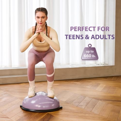 ZELUS 23in. Balance Ball with 55cm Yoga Ball, Resist Bands & Foot Pump - color: Lilac