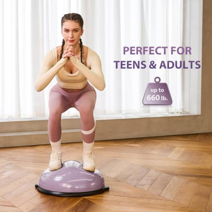ZELUS 23in. Balance Ball with 55cm Yoga Ball, Resist Bands & Foot Pump - color: Lilac