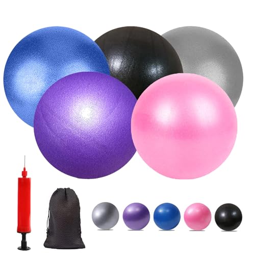 Mini Yoga Balls 9 Inch Exercise Pilates Therapy Balance Micropore Ball Barre Equipment for Home Stability Training Physical Core Training with Pump
