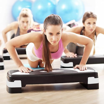 BalanceFrom 31-inch Aerobic Step Platform Trainer with 3 Adjustable Risers - color: White