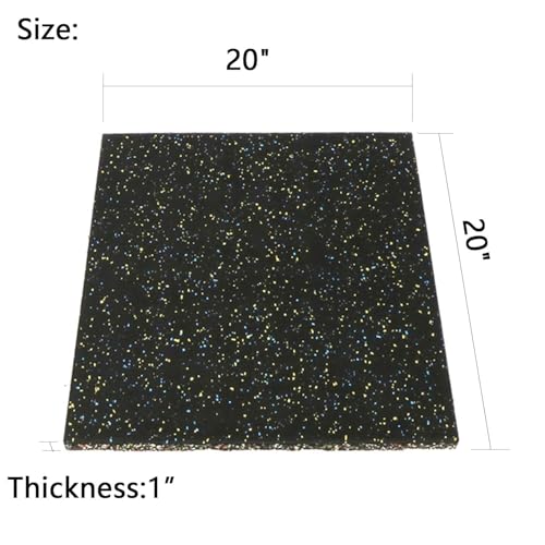 4 Pack Interlocking Tile 20" x 20”x 1”Heavy Duty Rubber Flooring Mat Anti-Vibration Anti-Slip Exercise Mats for Gym Equipment and Cushion for Workouts, Cover 11.12 Sq.Ft…
