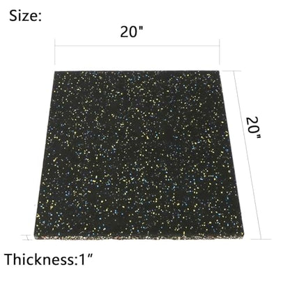 4 Pack Interlocking Tile 20" x 20”x 1”Heavy Duty Rubber Flooring Mat Anti-Vibration Anti-Slip Exercise Mats for Gym Equipment and Cushion for Workouts, Cover 11.12 Sq.Ft…