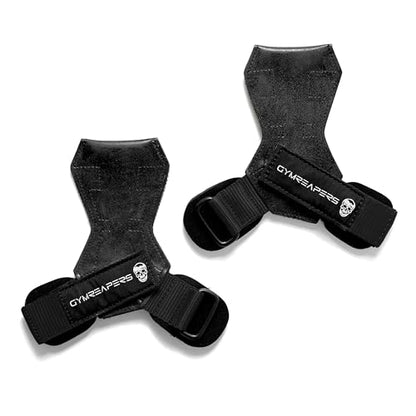 Gymreapers Weight Lifting Grips (Pair) for Heavy Powerlifting, Deadlifts, Rows, Pull Ups, with Neoprene Padded Wrist Wraps Support and Strong Rubber Gloves or Straps for Bodybuilding