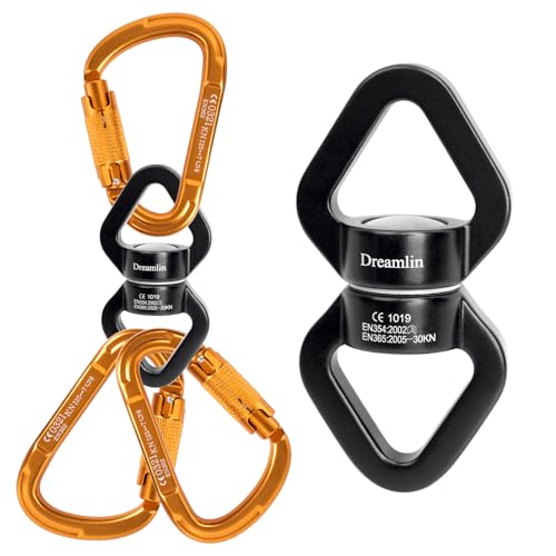 Aerial Silks Hardware Kit 30 KN Swing Swivel Aerial Yoga Hammock Rigging Aluminum Swivel Aerial Hoop Lyra Rotational Device Hanging Accessory - color: Black set 6