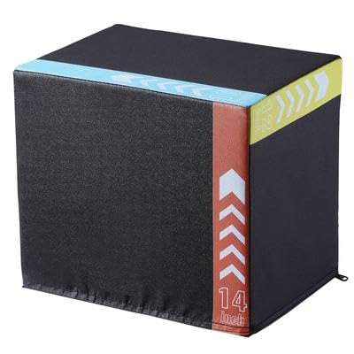 Happybuy 3-in-1 Plyometric Jump Box, 16/14/12 Inch Adjustable Cotton Plyo Box, Anti-Slip Fitness Exercise Platform for Home Gym Training, Conditioning, Strength Training, Black