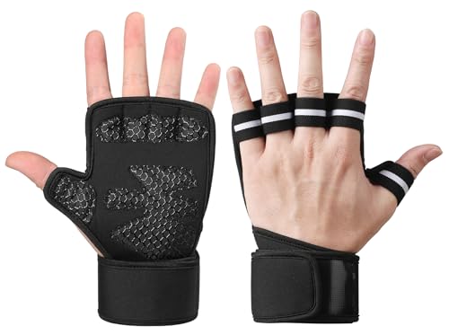 Weight Lifting Gloves Workout Gloves for Men Women, Wrist Wraps Wrist Straps for Weightlifting, Lifting Wrist Wraps Gym Gloves for Men Workout Gloves Women - color: Black+White, size: X-Large