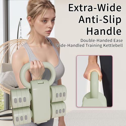 Adjustable Kettlebell Set, 4-in-1 Free Weight Kettlebell sets (5.5lbs 7.7lbs 9.9lbs 12.1lbs) for women, Hand Weight Dumbbell Set of 2 for Home Gym Fitness Training - color: Green