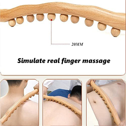 Wooden Gua Sha Massage Tools,10 Beads Lymphatic Drainage Paddle Tool,Handheld Self Body Sculpting Massage Tool,Cellulite Massage 23.6INCH - color: Style B Primary Color 10 Beads