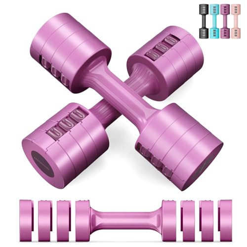 EAST MOUNT Adjustable Dumbbells 5 lb Dumbbells Set of 2 / Pair 10 lb Total Free Weights 6 in 1 Women Hand Weights for Home,Office,Gym Exercise Training 2lb 3lb 4lb 5lb Fast Adjust