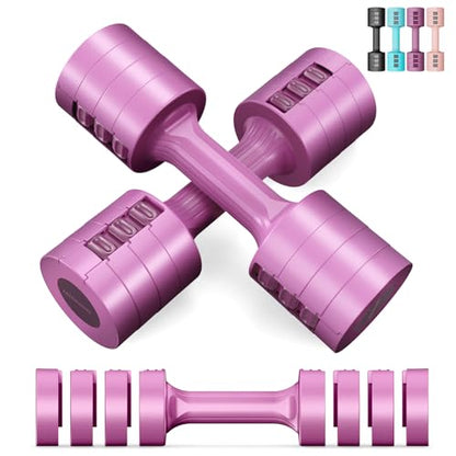 EAST MOUNT Adjustable Dumbbells 5 lb Dumbbells Set of 2 / Pair 10 lb Total Free Weights 6 in 1 Women Hand Weights for Home,Office,Gym Exercise Training 2lb 3lb 4lb 5lb Fast Adjust