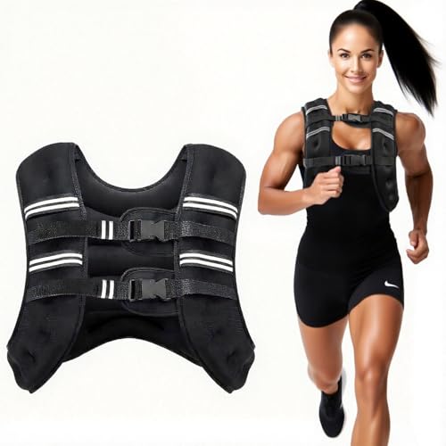 Weighted Vest for Women & Men, Adjustable 8lb/12lb/16lb/20lb – Reflective Weight Vest for Running, Walking, Strength Training, Jogging & Workout – Women’s Weighted Vests for Walking and Fitness - size: 16 LB