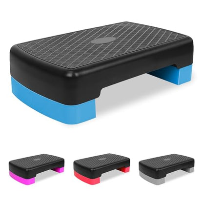 18'' Adjustable Aerobic Step Platform, Adjustable Fitness 4-6in Exercise Stepper Workout with 2 Risers, Aerobics Stepper Workout Stepper for Home Gym Cardio Strength & Training
