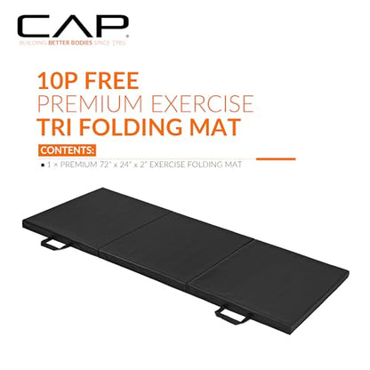 CAP Barbell All Purpose Folding Anti Tear Exercise Training Aerobic Fitness Gym & Gymnastics Balance Mat | Multiple colors - color: Black, style: 6' x 2' x 2.0" Thick