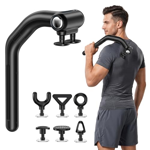 Dual Head Massage Gun for Back Pain Relief, 3-in-1 Percussion Massager with Detachable Long Extension Handle,Deep Tissue Muscle Massager for Neck, Shoulder, Leg, Gift for Men Women Dad Mom