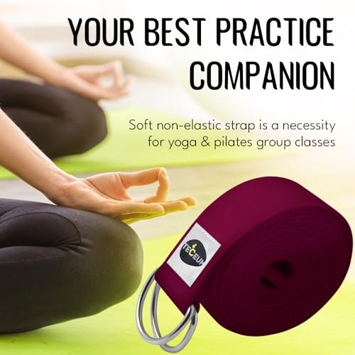 Yoga Strap & Mat Strap – 2 IN 1 – Cotton – 6 ft 8 ft 10 ft (30+ colors) – Adjustable Non-Slip Belt for Yoga, Pilates, Stretching, Physical Therapy, Fitness & Home Workout – For Carrying Mats