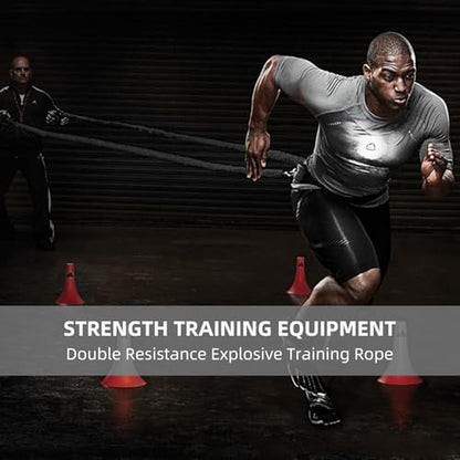 Resistance Speed Training Set, 8pcs Exercise Explosive Force Bounce Physical Equipment Double Rope Improve Agility Power Strength for Jumping Basketball Tennis Football Volleyball - color: Black-6.6ft