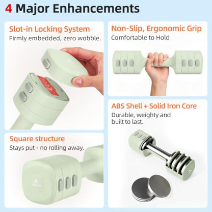 Abahub 2 in 1 Kettlebell & Dumbbell Set, Adjustable Dumbbell for Home Gym - color: Green