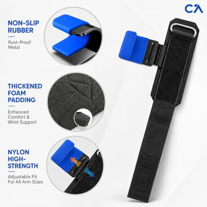 Weight Lifting Hooks (Pair) for Deadlifts, Pull Ups, Rows & Shrugs - Heavy Duty Gym Hooks with 8mm Padded Wrist Straps, Secure Grip Support for Weightlifting, Powerlifting & Strength Training - color: Blue