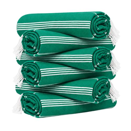 HAVLULAND Turkish Beach Towels, Set of 12, Oversized 72"x40" - Green - color: Green, size: 12 Pack