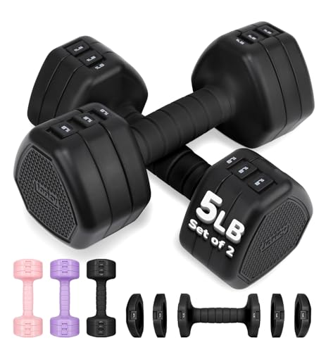 Adjustable Dumbbell Set of 2, 10LB 20LB 30LB Weight Set - color: Black, size: 10 lbs Total-(5LB Each)