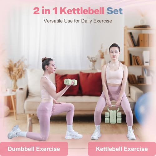 kisnbld Adjustable Dumbbell Set, 2-in-1 Dumbbells & Kettlebell,Hand Weights - color: Green