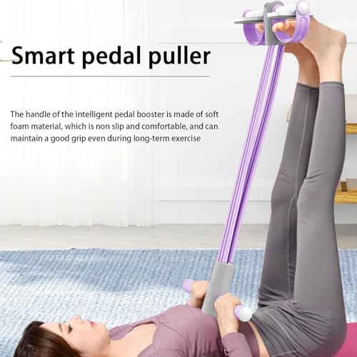 Leg Stretching Pedal Pull Rope - 6 Tube Resistance Fitness Band Trainer, Multifunction Strength Builder Tool, Elastic Workout Device | Home Gym Full Body Training Yoga Stretching Conditioning Use
