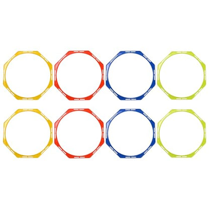 8PCS Plastic Agility Circle Set - 15.8inches Physical Fitness Hoops - Footwork Trainer Gear for Athletic Drills Soccer Football Gymnastics Elementary Class Field Day Use 40cm