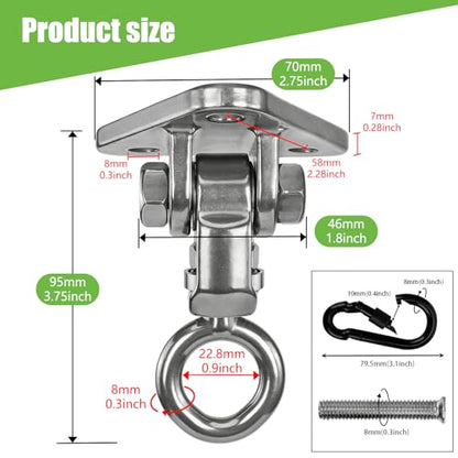 Heavy Duty Swing Hangers Kit, Hanging Snap Hooks Screws Bolt, Swing Set Bracket for Playground Porch Patio Yoga Seat Indoor Outdoor Ceiling Mount - size: Circular 1PCS