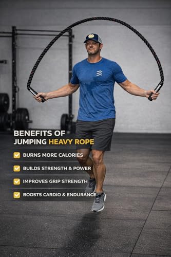 Weighted Battle Jump Rope, 10 FT Twisted Training Rope w/Thick Easy-Grip Handles, Full-Body Cardio + Strength Conditioning Rope (Choose 3 lb / 6 lb / 10 lb) - size: 1" x 10ft