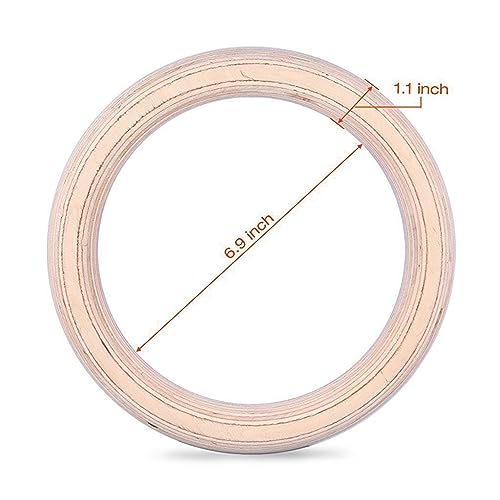 Wooden Gymnastic Rings Straps – 28mm Exercise Rings for Full Body Strength Training Bodyweight Workouts and Cross-Training – for Fitness Enthusiasts