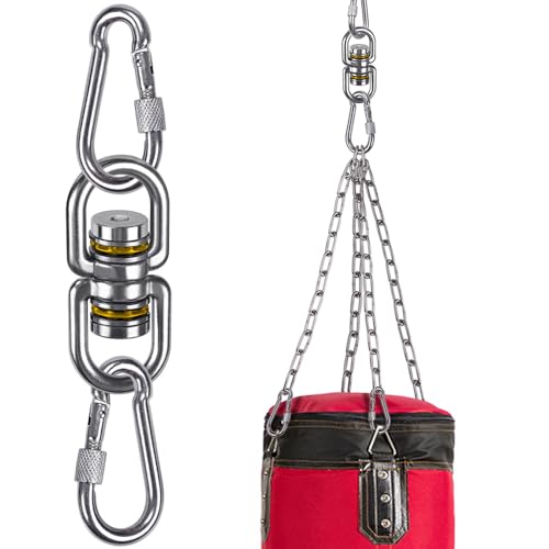 SELEWARE Heavy Duty Bearing Swing Swivel, 360° Rotational Hanging Accessory, Ideal for Tree Swing, Hammock Chair, Yoga, Kids Tire Swivel, Heavy Bag Swivel, 2 Pack, 1200LB Capacity - color: 2 Pack Swivel (E) With 4 Carabiners