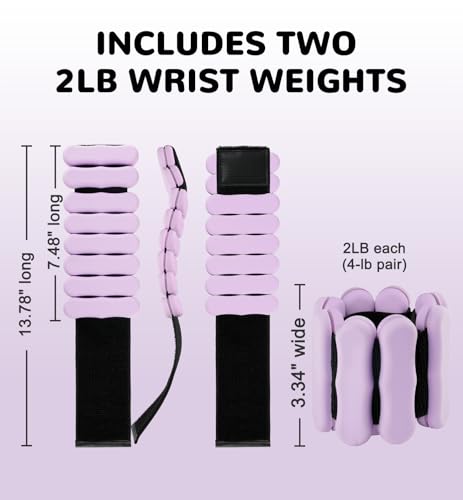 Ankle Weights Wrist Weight for Women Men, Set of 2, 1 lb/2 lb Each - color: Purple, size: 2lb each weight (4lbs Pair)