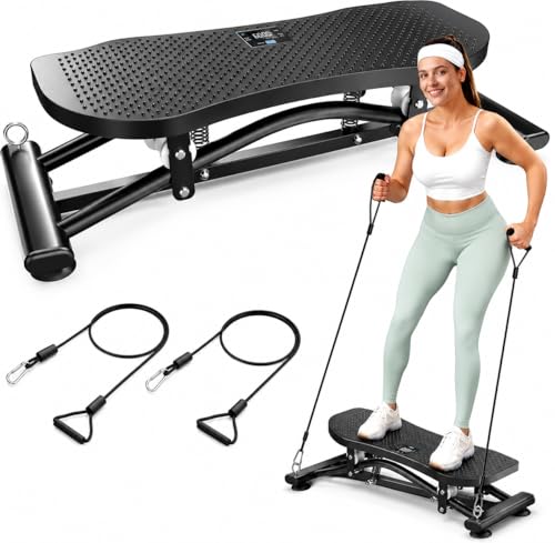 Balance Board for Adults, Rocking Stepper with Resistance Bands, 300LBS Portable Wobble Board, Quiet Side to Side Ski Simulator Trainer Exercise Machine for Home Gym Core Workout
