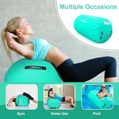 VOFiTNY Gymnastics Air Barrel Tumbling Equipment Back Handspring Trainer - color: Mint nopump, size: 3.3'L x 2.3'D