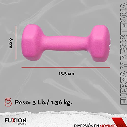 FUXION Neoprene Dumbbell Hand Weights, Sets of 2 Hexagon Non-Slip Weights for Home Gym Yoga Pilates Workout - size: 3lb Pair