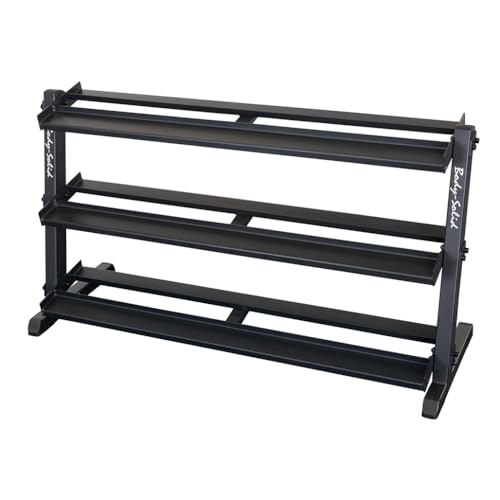 Body-Solid (GDR603T) 60 inch Dumbbell Rack with 3rd Tier - Stand Only, Heavy-Duty Dumbell Weight Storage Racks for Hand Weights, Home Gym Organizer Can Hold 5-70 lbs. Hex Dumbbells