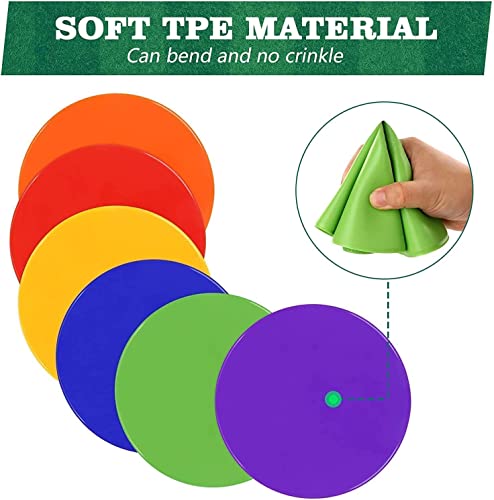 8 Inch Poly Vinyl Spot Markers, 12 Pcs | Non Slip Rubber, Agility Markers, Flat Field Cones Floor Dots, For Exercise Drills, Sports, Speed Agility Training