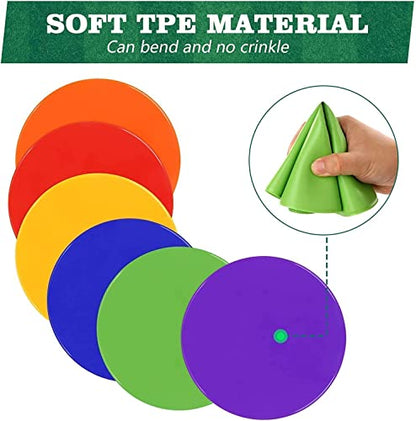 8 Inch Poly Vinyl Spot Markers, 12 Pcs | Non Slip Rubber, Agility Markers, Flat Field Cones Floor Dots, For Exercise Drills, Sports, Speed Agility Training