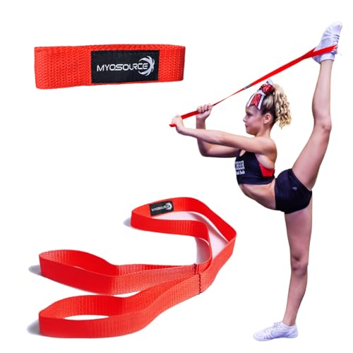 Cheerleading Flexibility Stunt Strap - Improve Stretching and Stunts for Cheer Dance Gymnastics & Physical Therapy – Stocking Stuffers Present for Kids Girls Adults - 12 Colors - color: Red