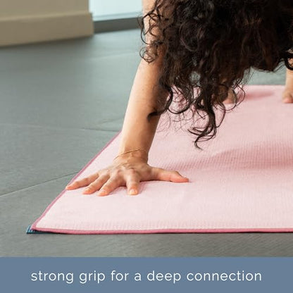 S&T INC. Aura Yoga Mat Towel with Non-Slip Grip, Enhanced Silicone Grip, Soft and Absorbent for Gym, Pilates, and Hot Yoga Mat, 2 Pack, 24 inches x 72 inches, 340GSM, Pink - color: Pink 2-pack