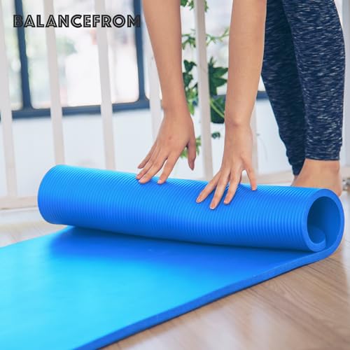 BalanceFrom 1-inch Thick 71x24 Inches Extra Thick Exercise Yoga Mat - color: Blue