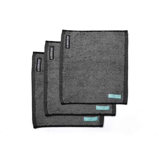 Mini Towels Charcoal 2X PRO Detox Multipack - Double Activated Charcoal - Pulls Toxins and Impurities from Skin - Soft and Absorbent Cotton Exercise Towel - Workout Towel for Sweat - 3 Pc - color: 2x Pro Charcoal Workout Towels