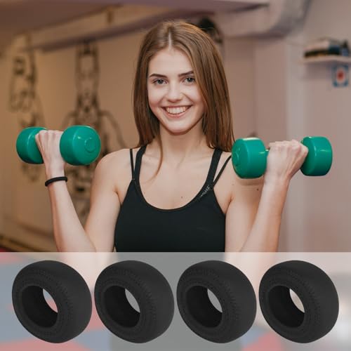 Cosmos 4 Pcs Neoprene Dumbbell Head Ends Protector Cover Wrap - Hand Weight Stretchy Ends Cover Barbell Wrap Sleeve Compatible with DOHL Neoprene Coated Dumbbell 10-15 LBS, Covers Only