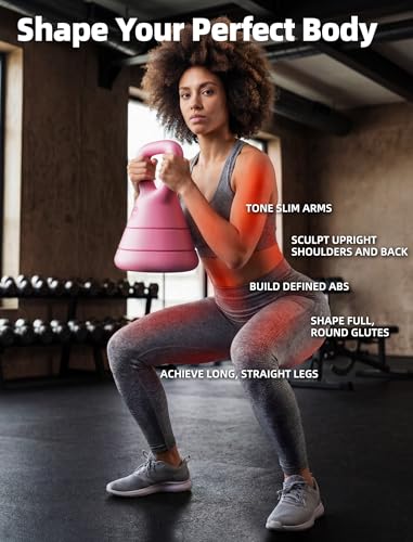 Adjustable Kettlebell, 5lb 9lb 15lb Kettlebell Weights Set, Ergonomic Design & Wide-Handle for Home Gym, Full-Body Workouts Strength Training and Weight Loss, Good for Men Women & Beginners - color: Pink