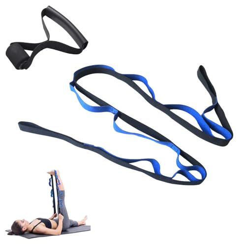 2 Pack Yoga Stretching Strap with Loops Non-Elastic Stretch Band with Door Anchor Handle Leg Stretcher Yoga Strap for Physical Therapy Pilates Dance Gymnastics Exercise Rehabilitation Routine Flexibility